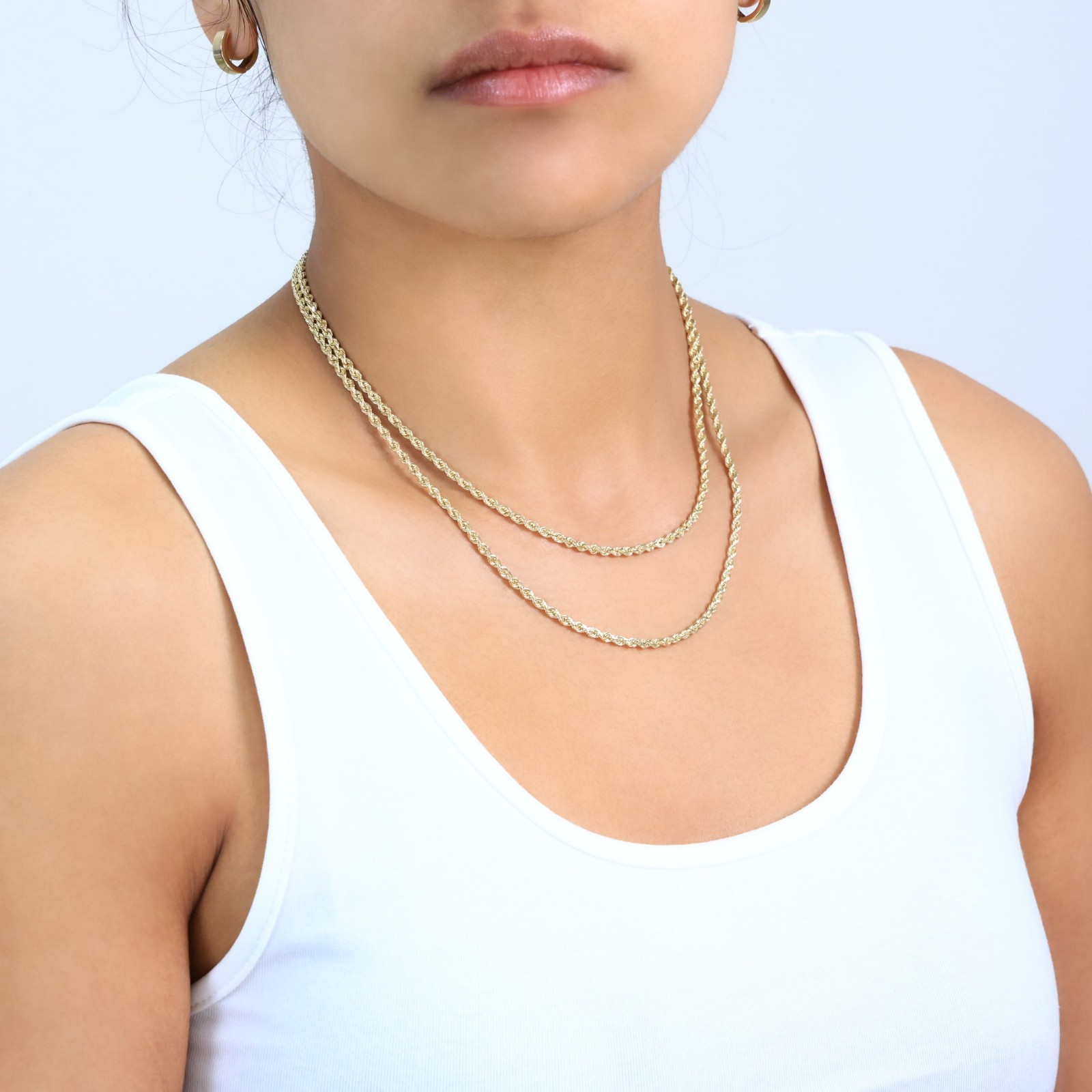 10K Yellow Gold 3mm Diamond Cut Rope Chain Pendant Necklace Mens Womens 16″- 30″