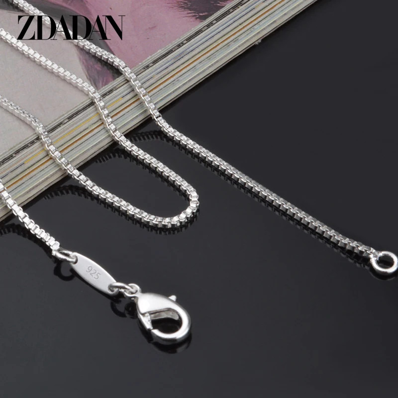 100% Genuine Sterling Silver 2mm Box Chain Necklace For Women Fashion