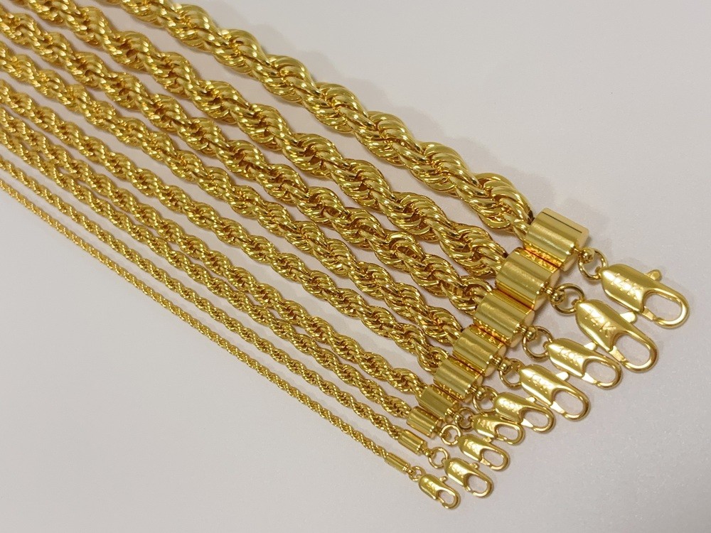 14K Yellow Gold Diamond Cut Rope 2mm-10mm Chain Link Bracelet 7″ 7.5″ 8″ 8.5″ 9″