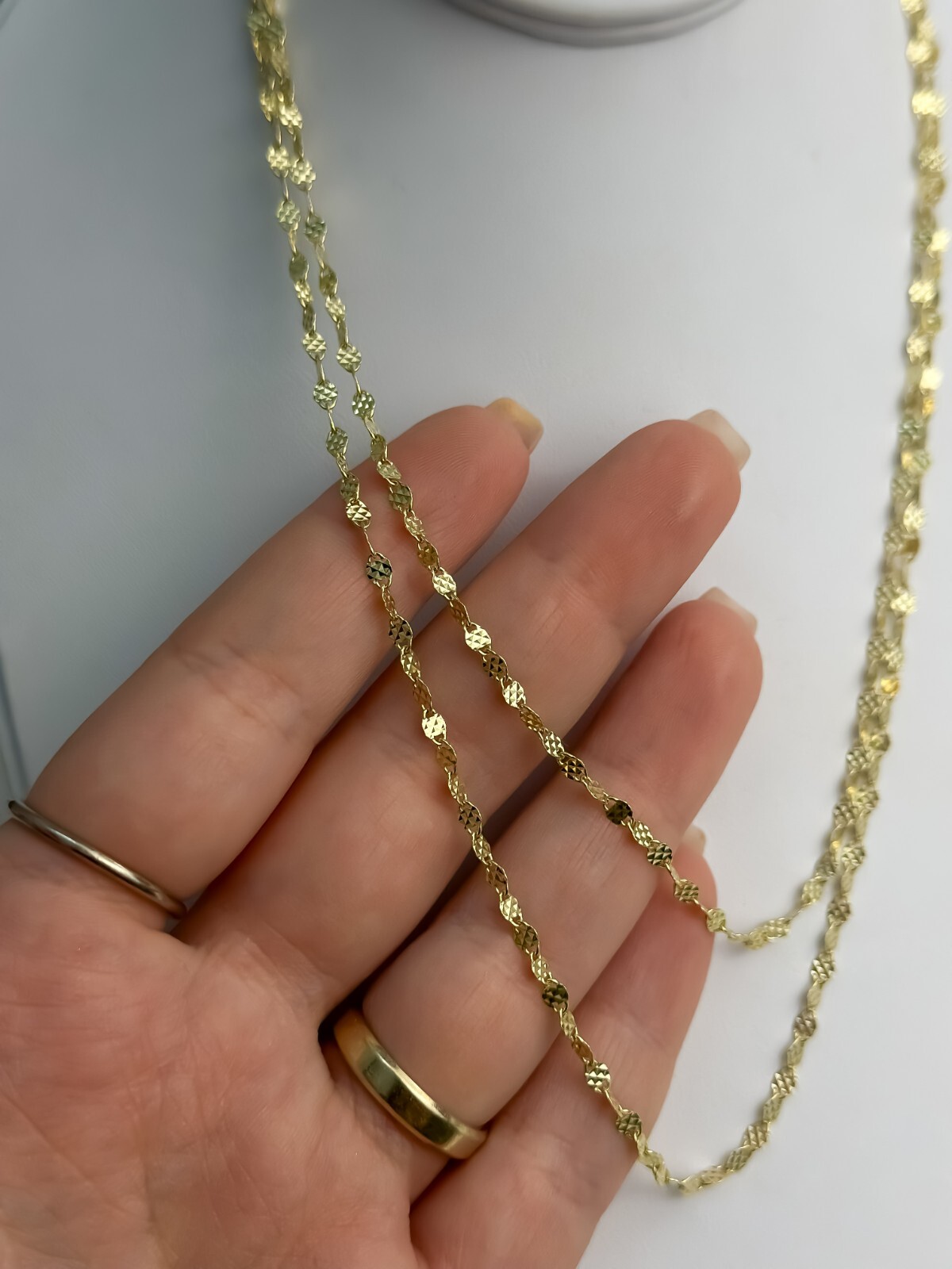 Solid 14K Gold Fancy Fine Chain Necklace 2.5mm 16″ – Italian Jewelry