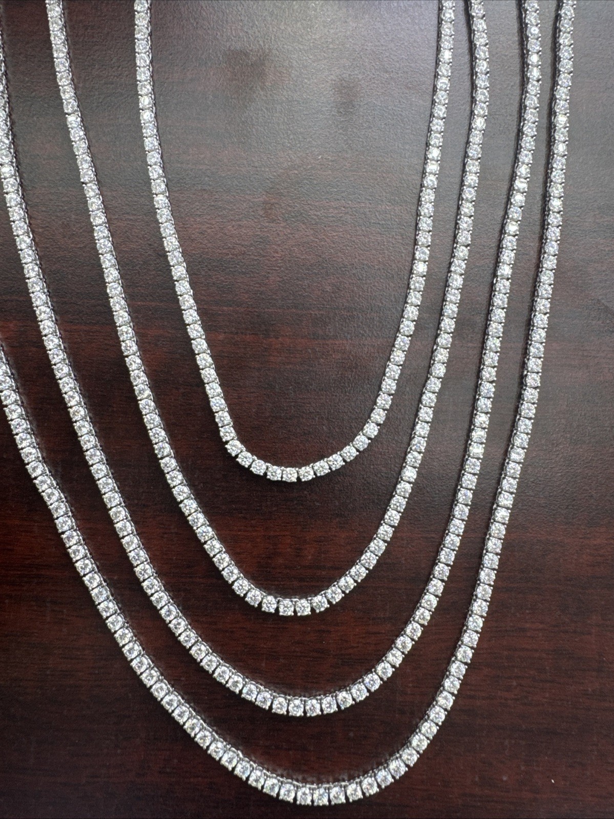 MOISSANITE Tennis Chain Real 925 Silver Yellow Rose Gold Plated Necklace