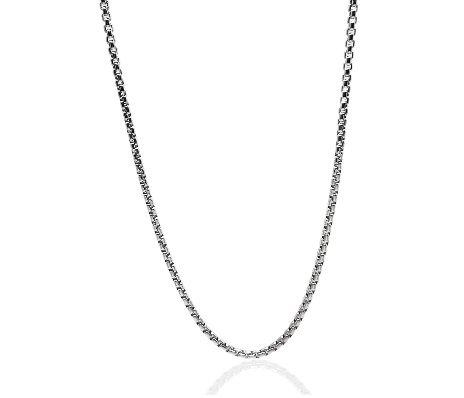 SOLID 925 STERLING SILVER Round Box Link Chain Necklace 4MM Strong and Sturdy