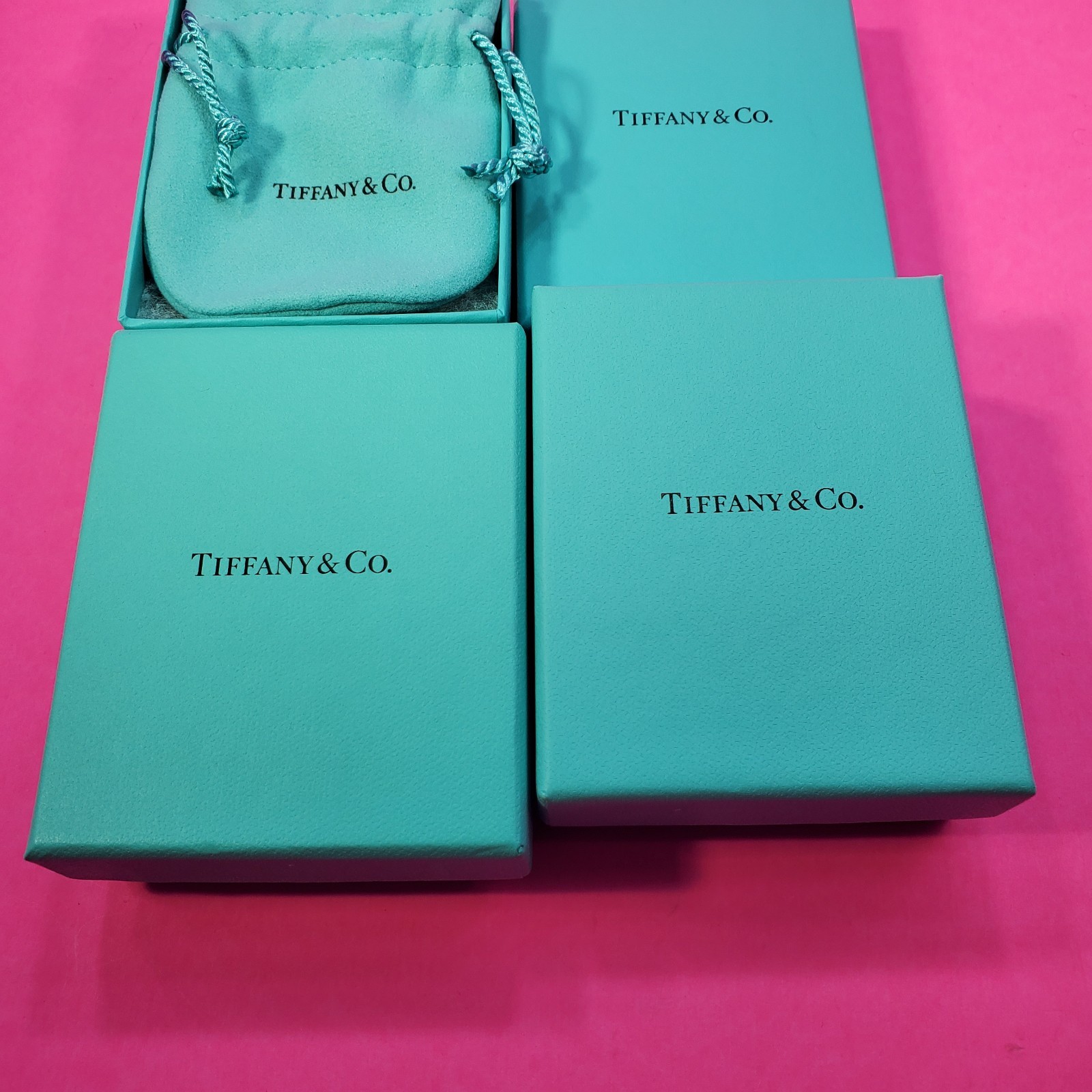 (3) Tiffany & Co Blue Empty Jewelry Boxes w/Original Cotton 3×4