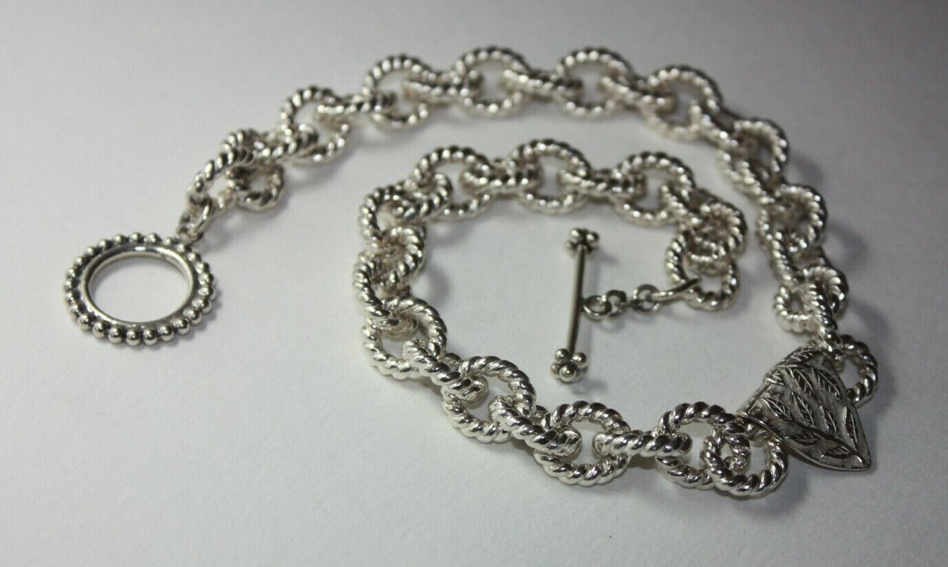 JBB Sterling Silver Heavy Oval Link Toggle Pendant Necklace 16.5″ 105g [071GRA]