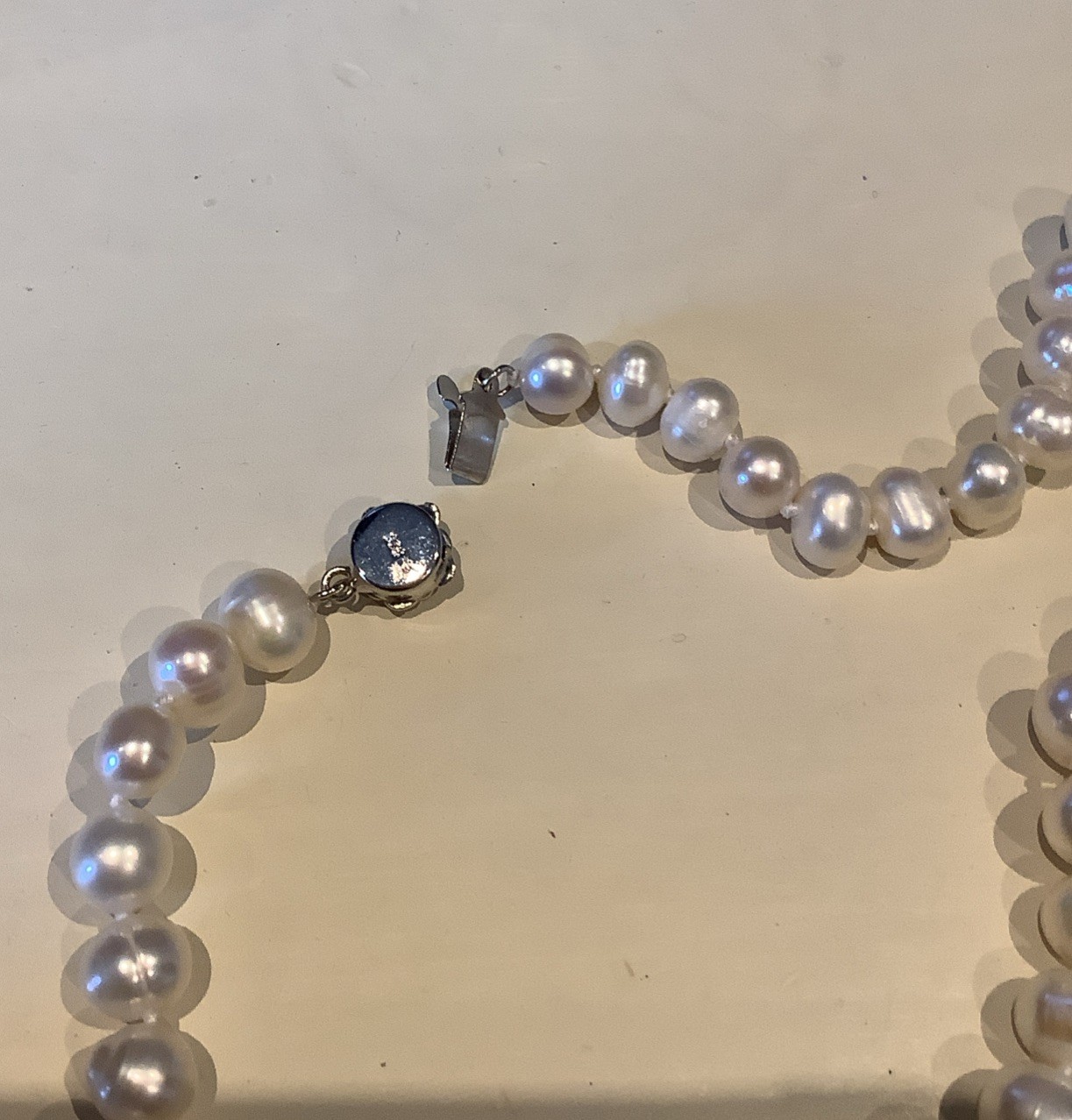 6mm Pearl Necklace Real Baroque Cultured Freshwater Pearls 925 Silver Rose Clasp