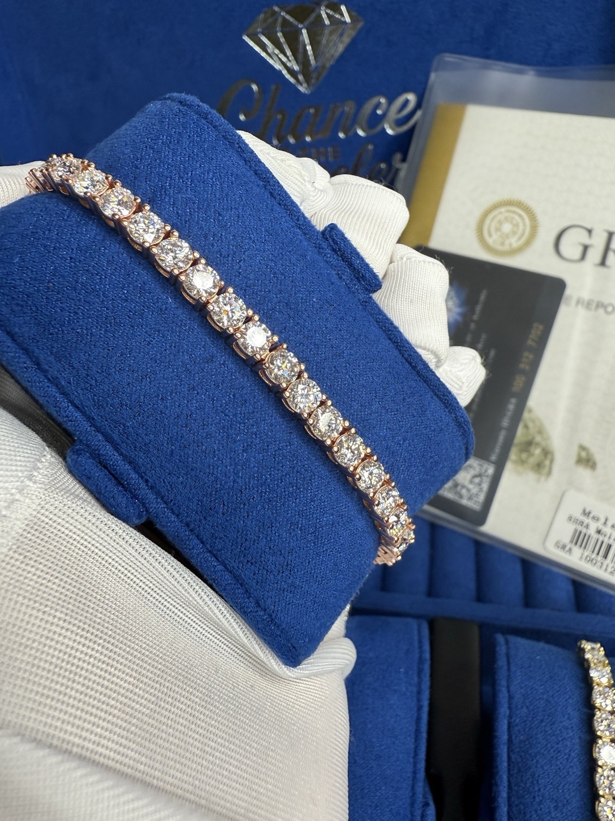Full Real Moissanite Tennis Bracelet 18k Rose Gold Plated Jewelry
