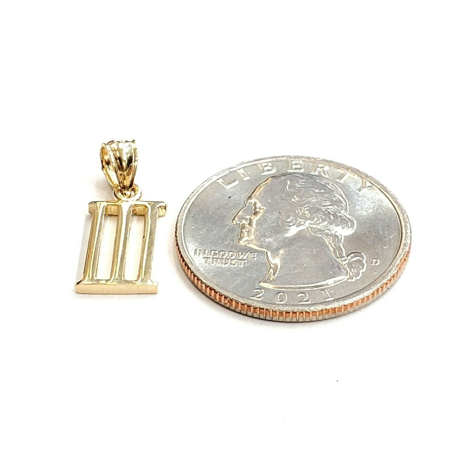 New 14KT Yellow Gold Solid Roman number 3 Pendant charm gift Fine Jewelry 1.3g