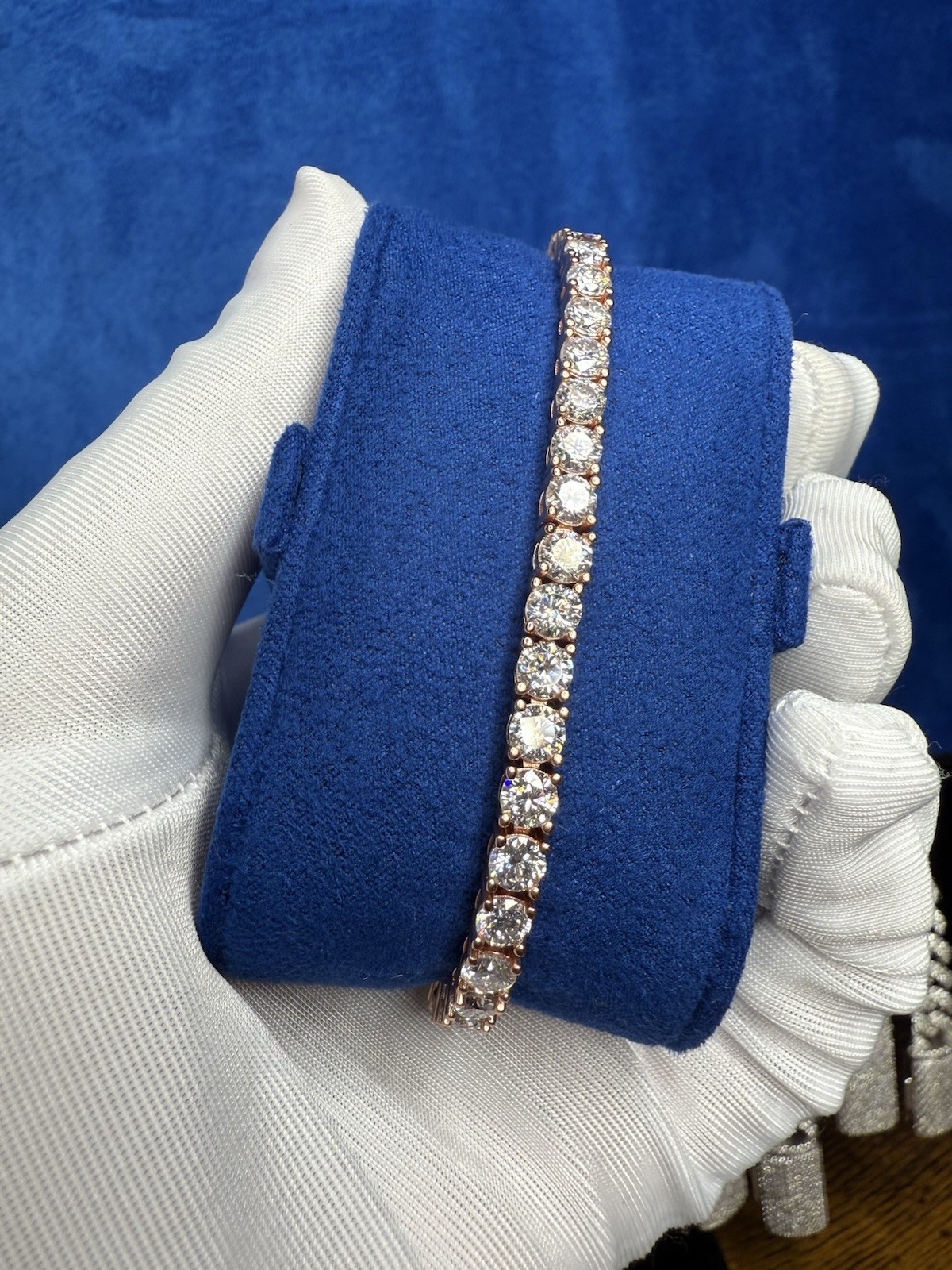 Full Real Moissanite Tennis Bracelet 18k Rose Gold Plated Jewelry
