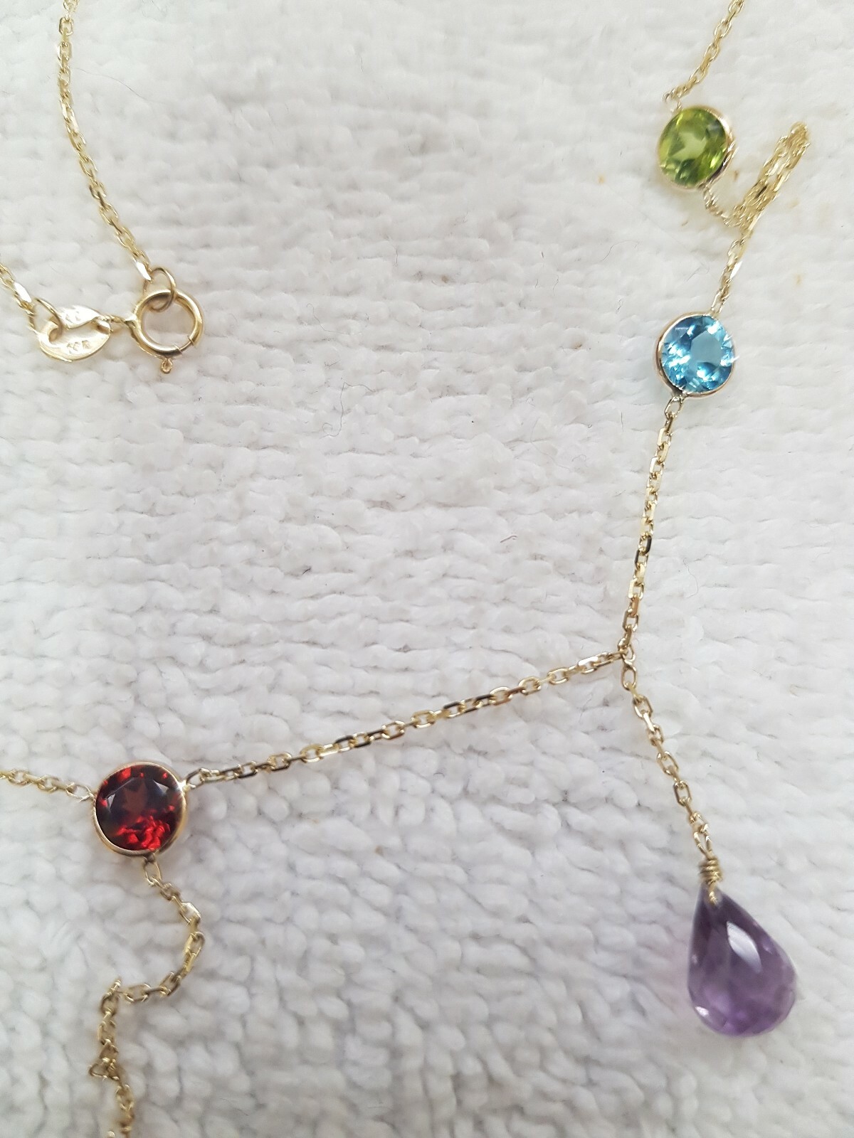 14k Yellow Gold Necklace With Multycolor Stones