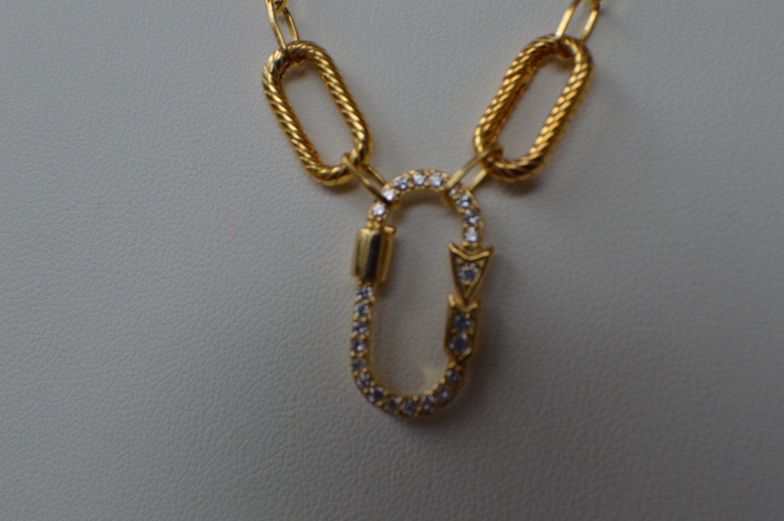 0.67ct Moissanite Paper Clip 18″ Chain in 14K Yellow Gold Plated Over Silver