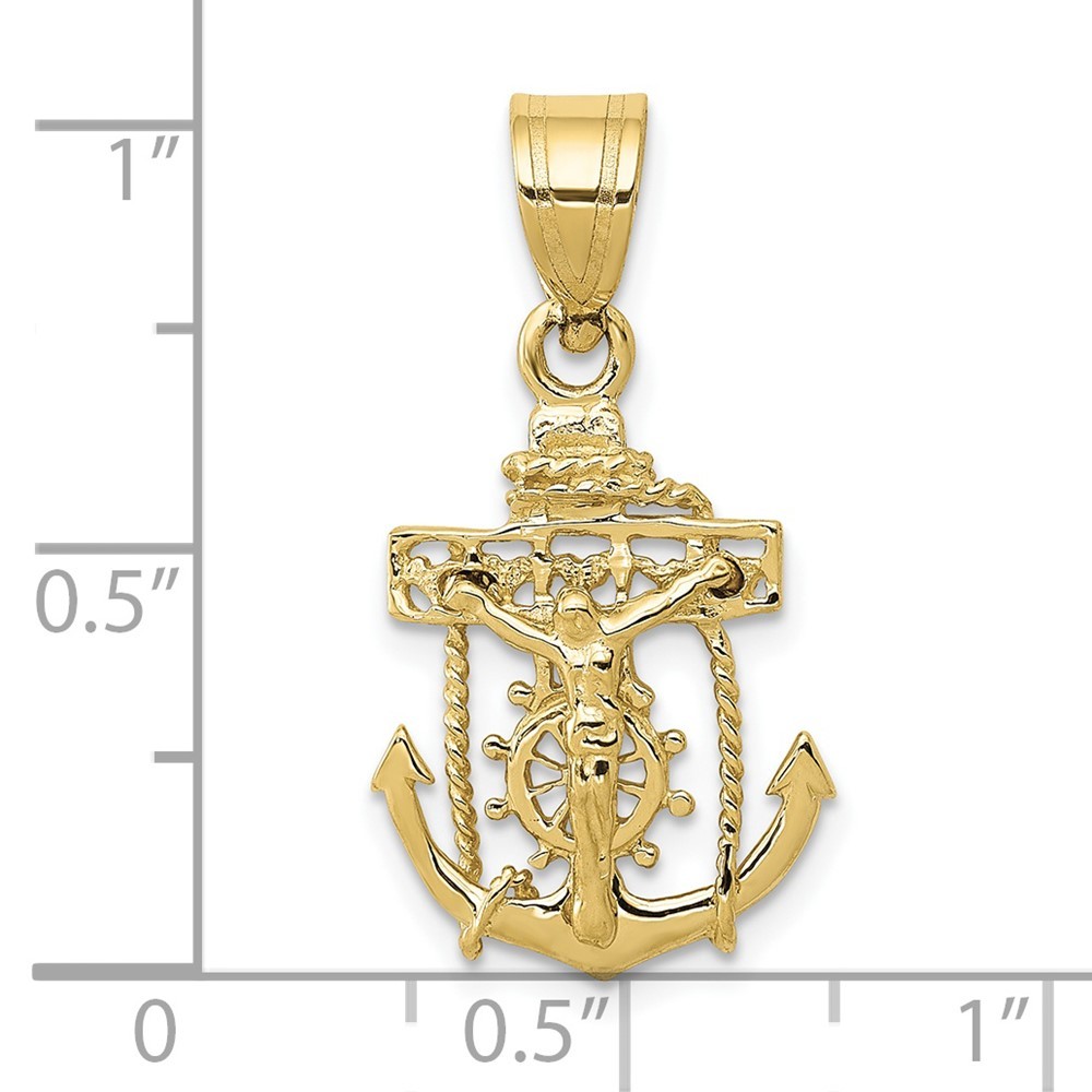 10K Yellow Gold Mariners Cross Pendant for Women 1.02g, L-26mm, 14mm