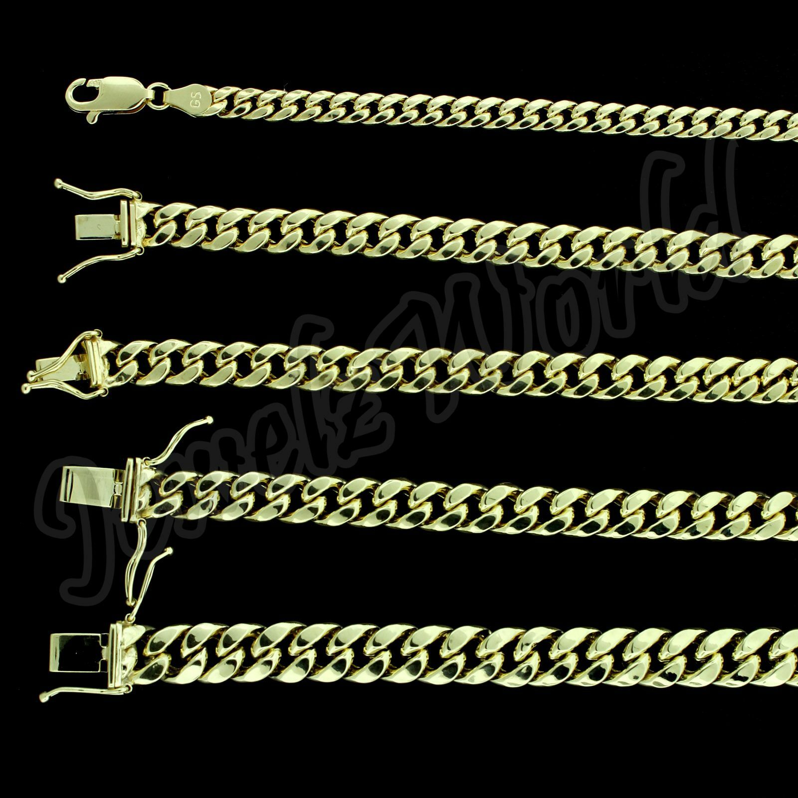 Real 10K Yellow Gold 5mm-10mm Miami Cuban Link Chain Bracelet Necklace