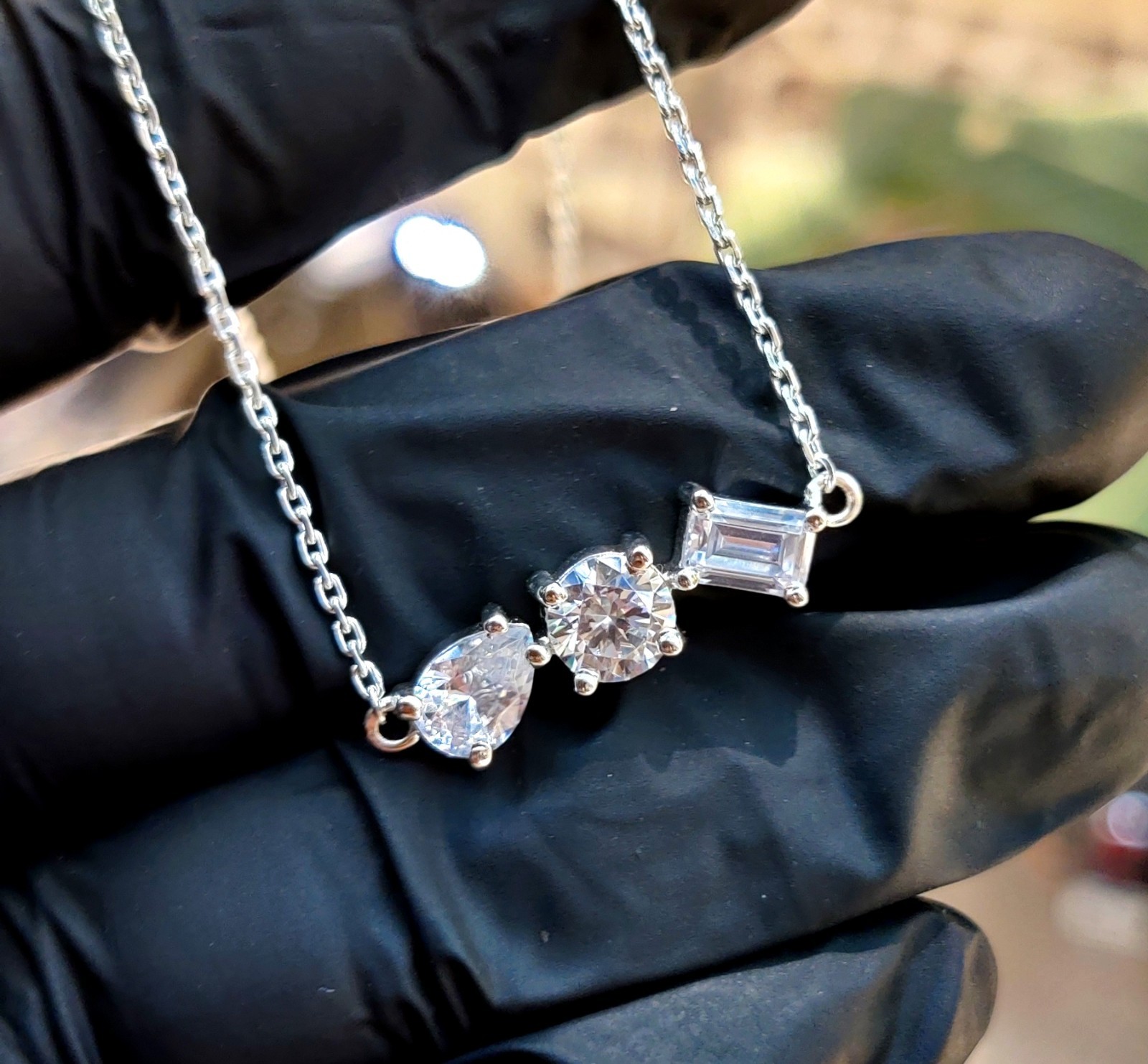 3.50Ct Lab Created Diamond Necklace Pendant 14K White Gold Plated 935 Silver