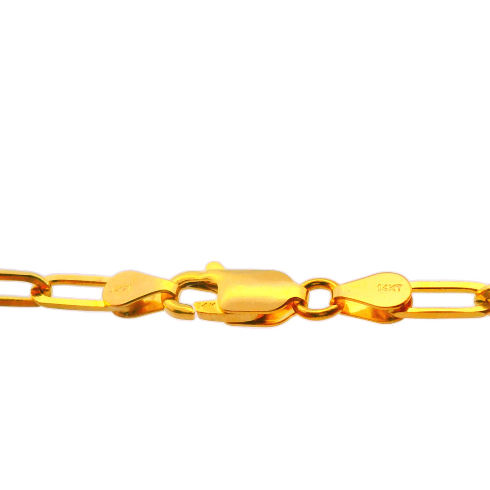 14k Gold Chain 1.5mm Solid Necklace Paper Clip Chain 14″ 16″ 18″ 20″ Fine Fancy