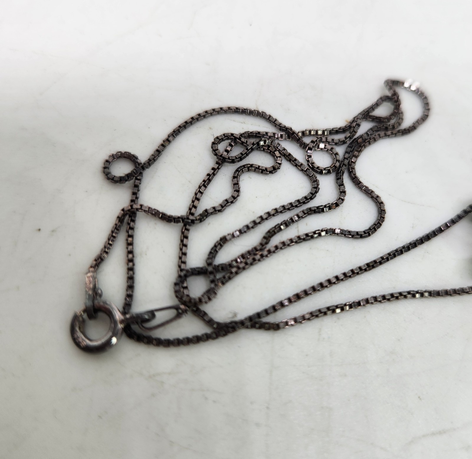 Vintage 925 Italy Sterling Silver Dainty Thin Box Chain Necklace 18″
