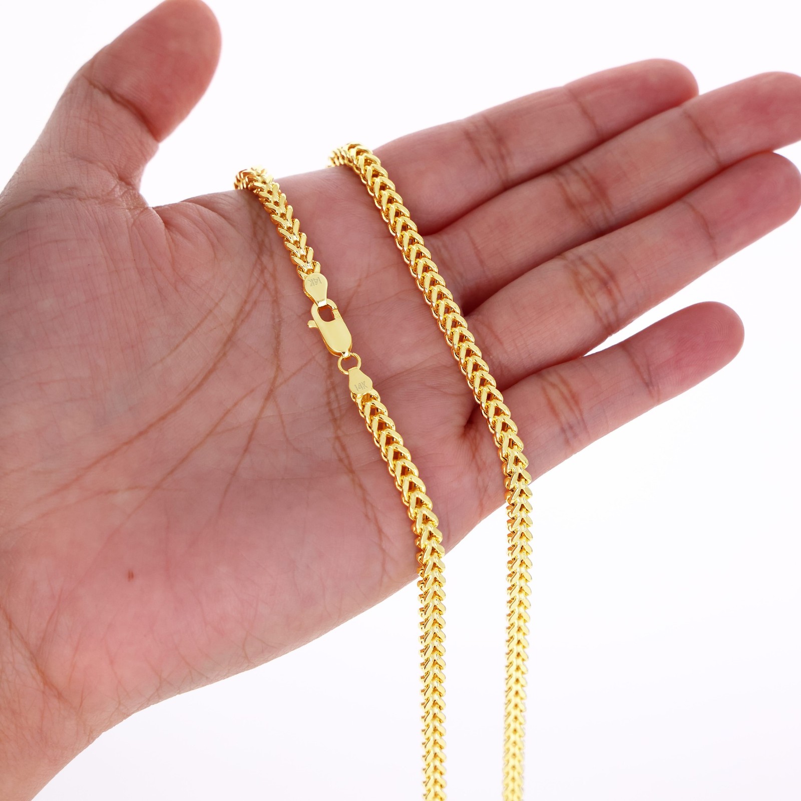 14K Yellow Gold 1.5mm-5mm Franco Square Box Chain Necklace Mens Womens 16″- 30″