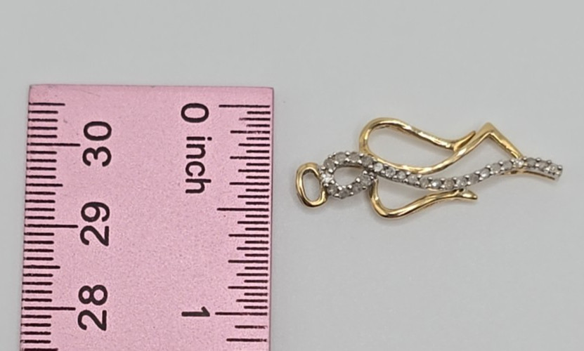 Vtg Heng Ngai 10k Yellow Gold Diamond Angel Pendant 1.54g Two-Tone Signed HN