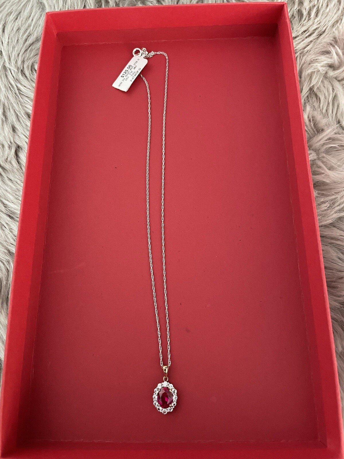 Red Pendant Diamond Sterling Silver Necklace $125