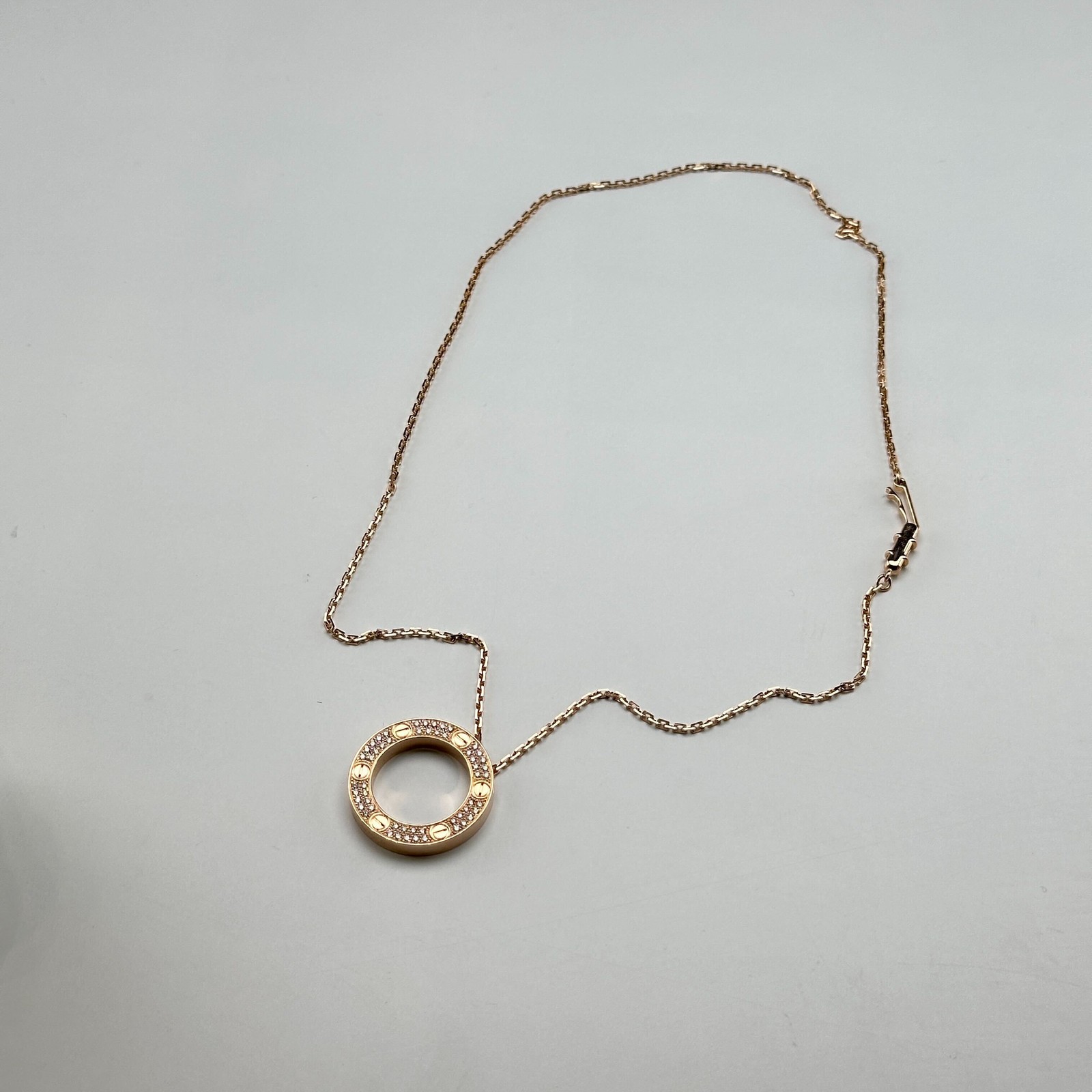 Cartier Love Pavé Diamond Necklace 750 Rose Gold (B7224527) – 2022
