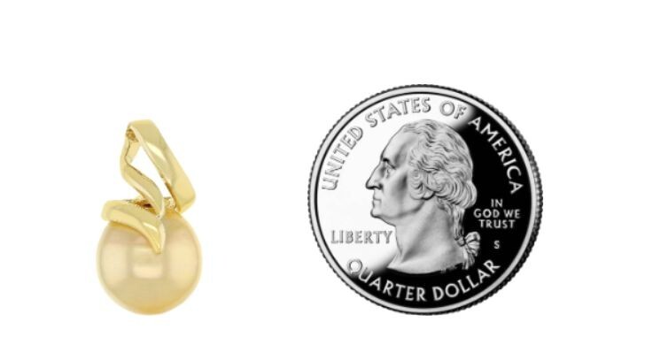 11mm Golden Cultured South Sea Pearl 18k Yellow Gold/Sterling Silver Pendant NEW