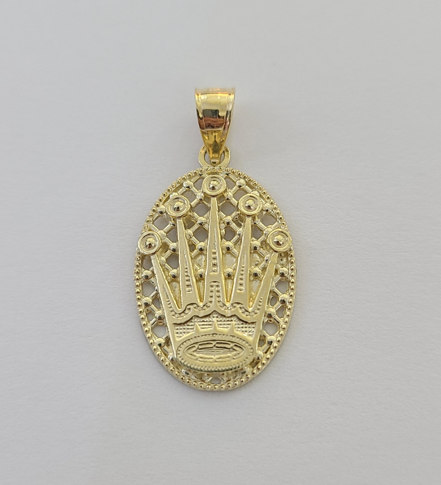 10K Real Yellow Gold Crown Circular Charm Pendant Gold 10k Free Shipping On Sale