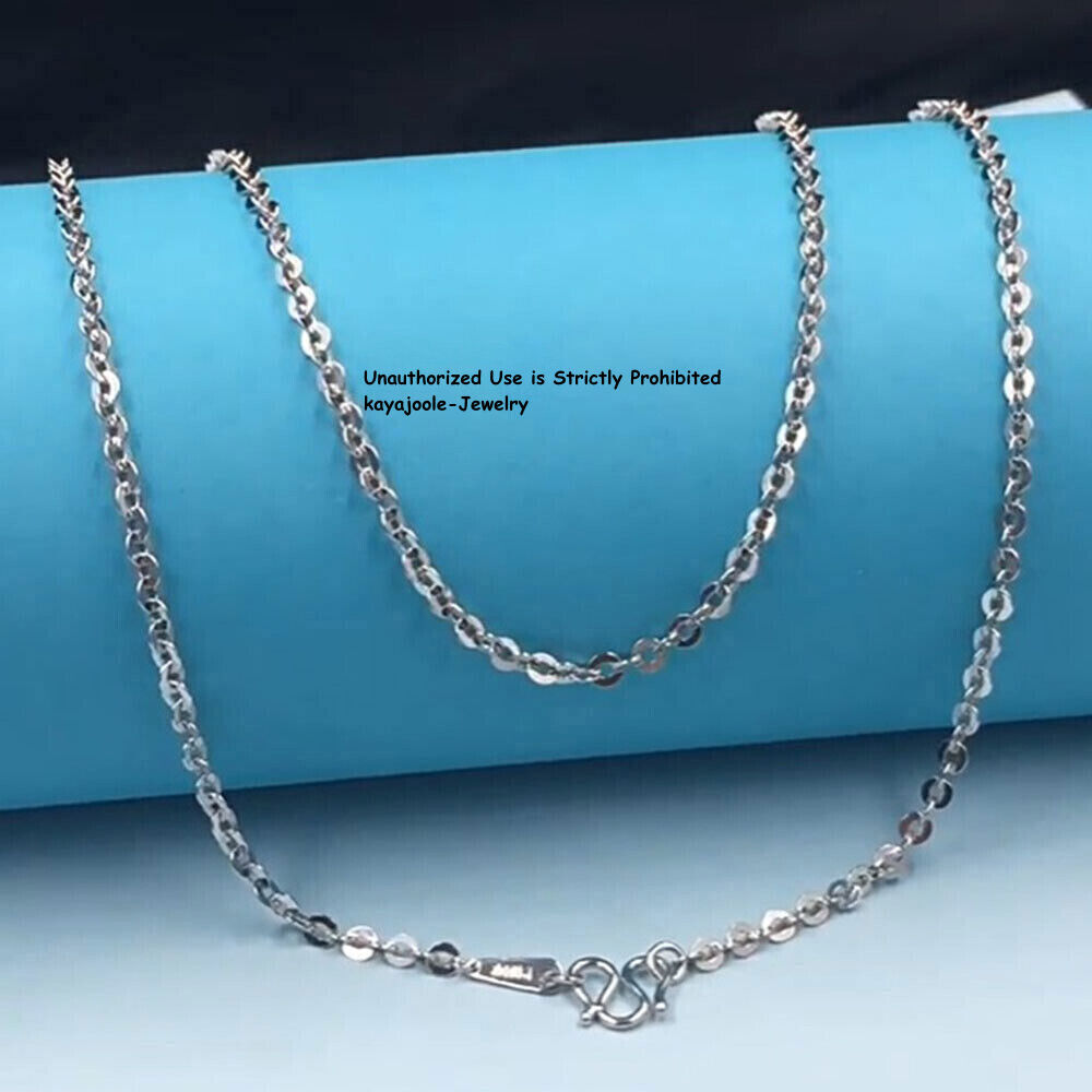 PT950 Pure Platinum 950 Chain Men Women Gift Lucky O Link Necklace 16-22inch L