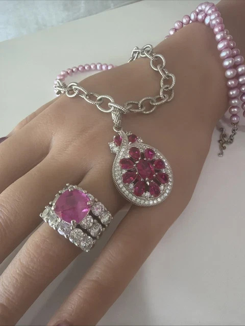 2Ctw Lab Created Pink Diamond Pendant Sterling Silver 14k White Gold Plated