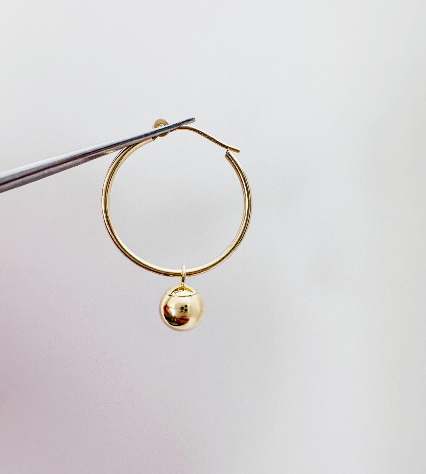 SET of 2 – 14K Solid Yellow Gold 6mm Ball Bead Mini Charms Drop Dangles 6×8.6mm