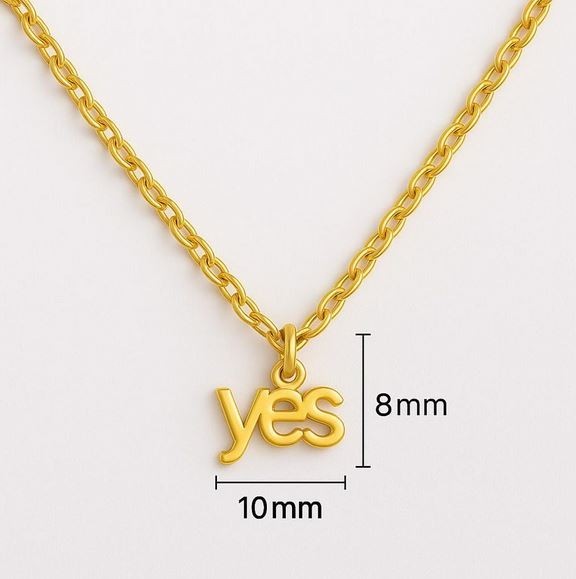YES” Word Pendant Necklace – 18K Gold Plated Minimalist Girls Good Vibes Jewelry