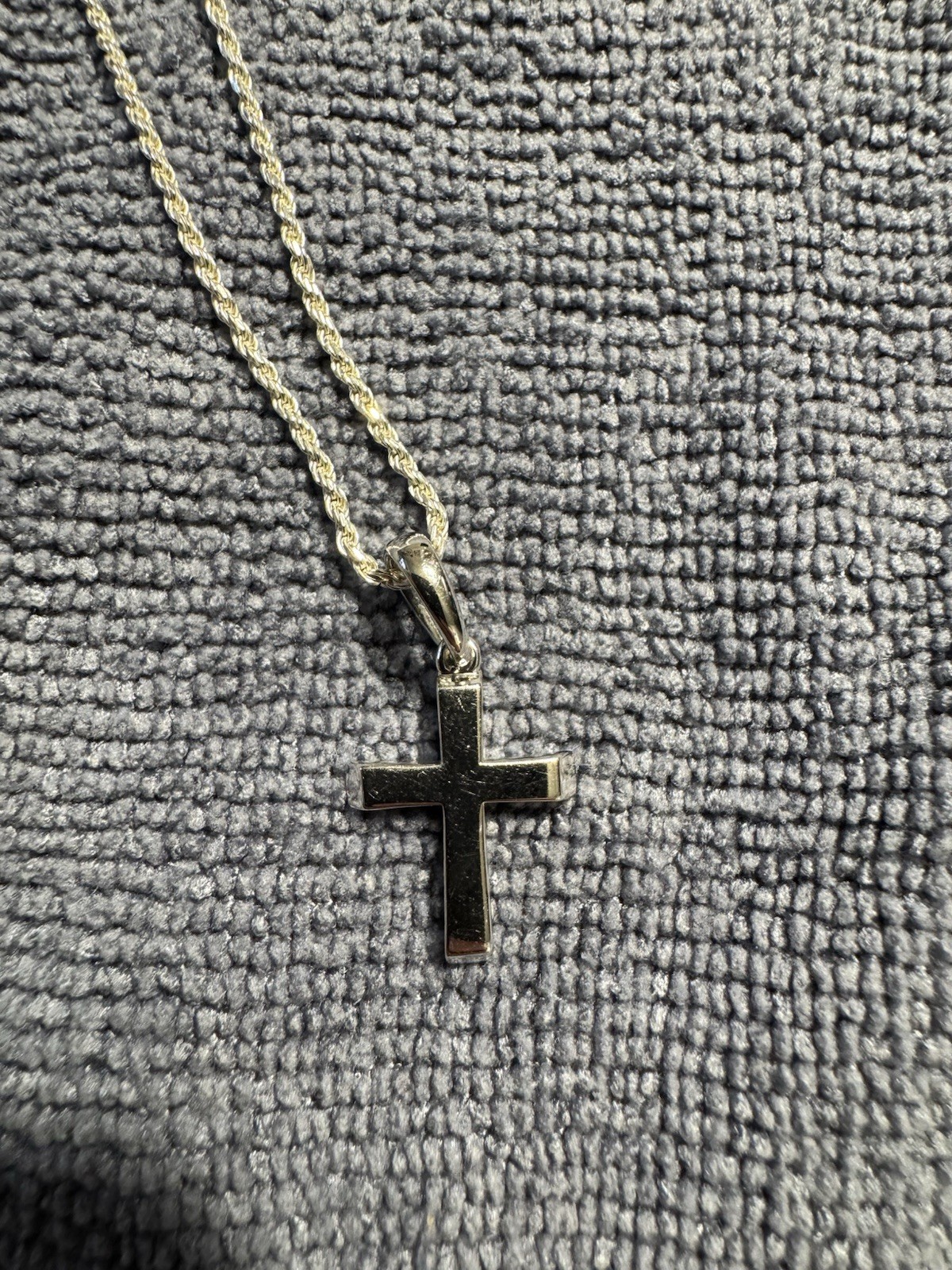 Harlembling 925 Silver Rope Chain 22” 1.5mm + ShopGLD Micro Cross Pendant