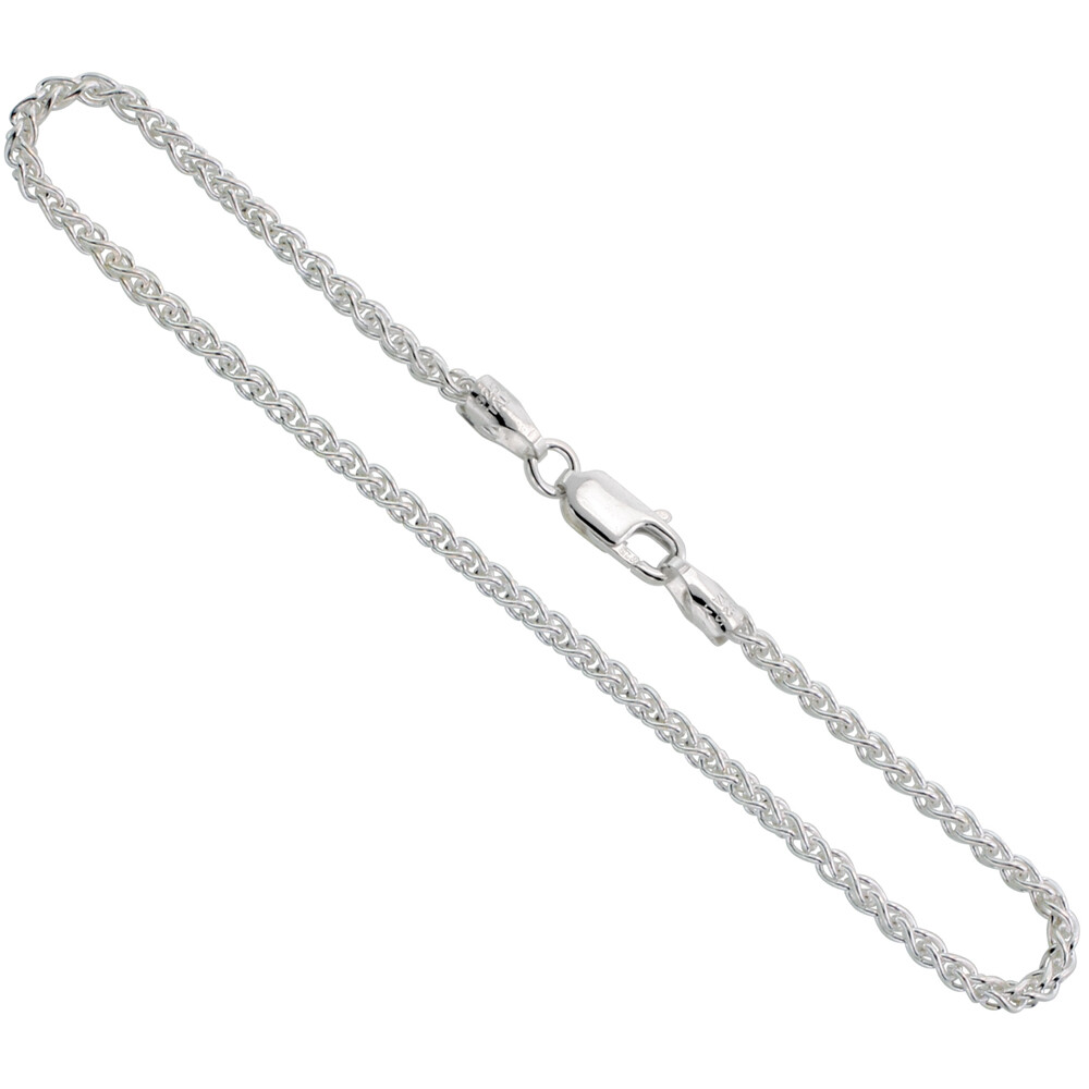 925 Sterling Silver Spiga Wheat Chain Necklace Bracelet 2.5mm Length 7″ to 30″