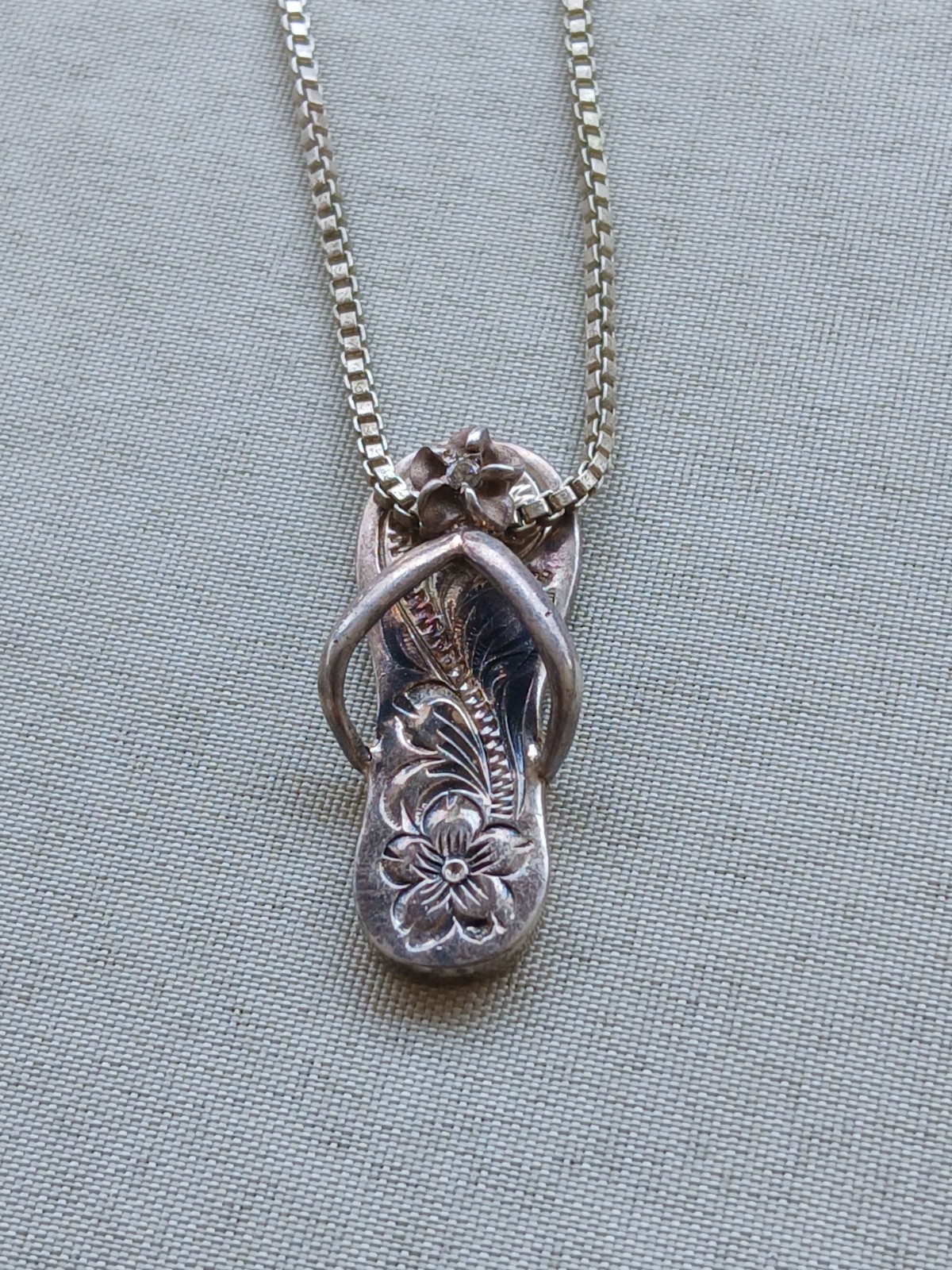 Sterling Silver Necklace Vintageflip Flop Plumeria