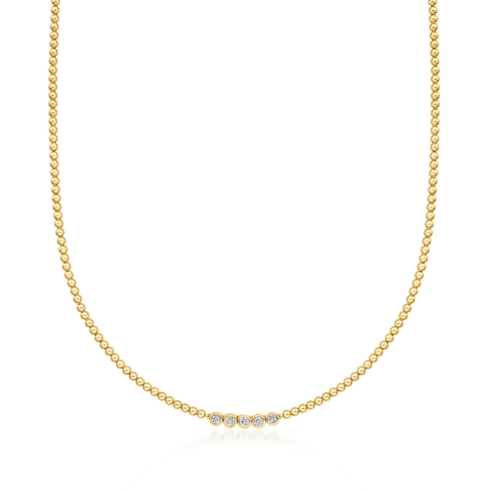 Ross-Simons Bezel-Set Lab-Grown Diamond & 18k Gold Plate Ncklc 18 inches