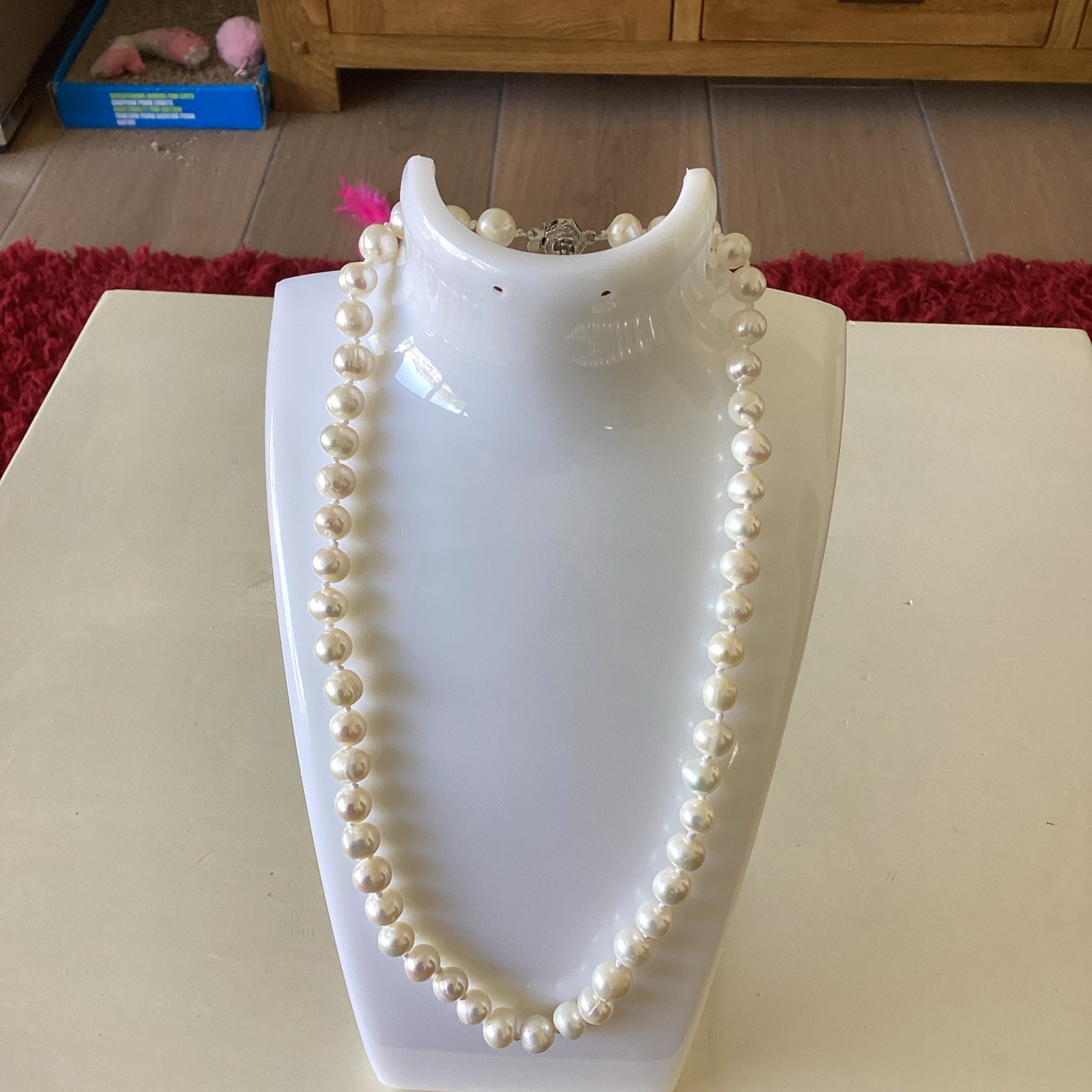 6mm Pearl Necklace Real Baroque Cultured Freshwater Pearls 925 Silver Rose Clasp