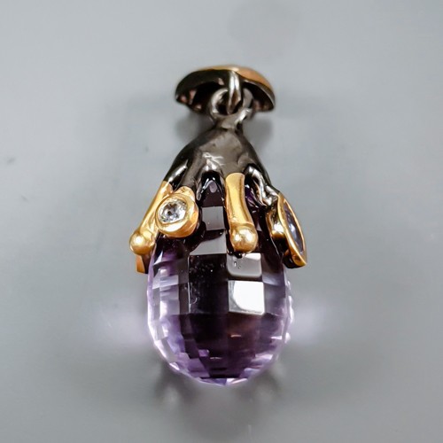 Jewellery 7 ct+ Natural Amethyst Pendant 925 Sterling Silver /NP56176