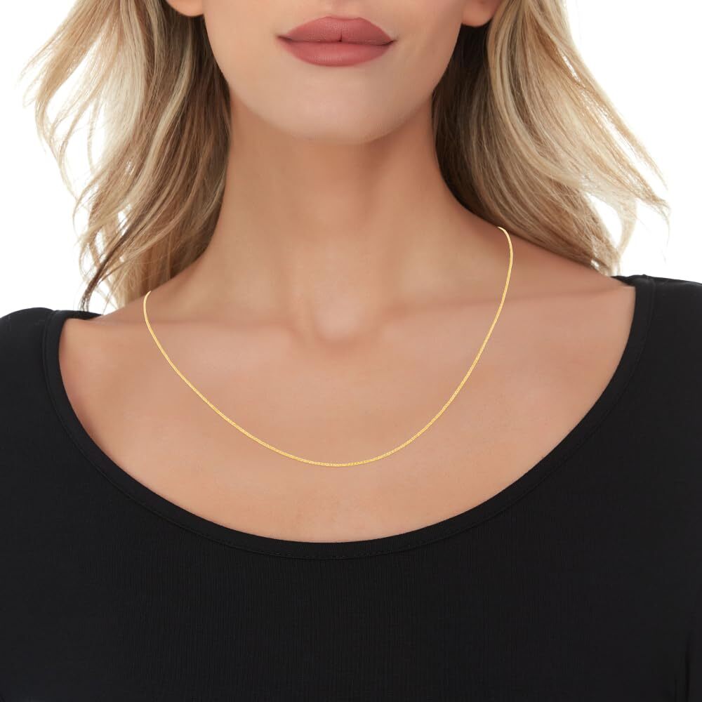 Floreo 10k Yellow Gold or White Gold Adjustable Wheat Chain Necklace, 24 Inch
