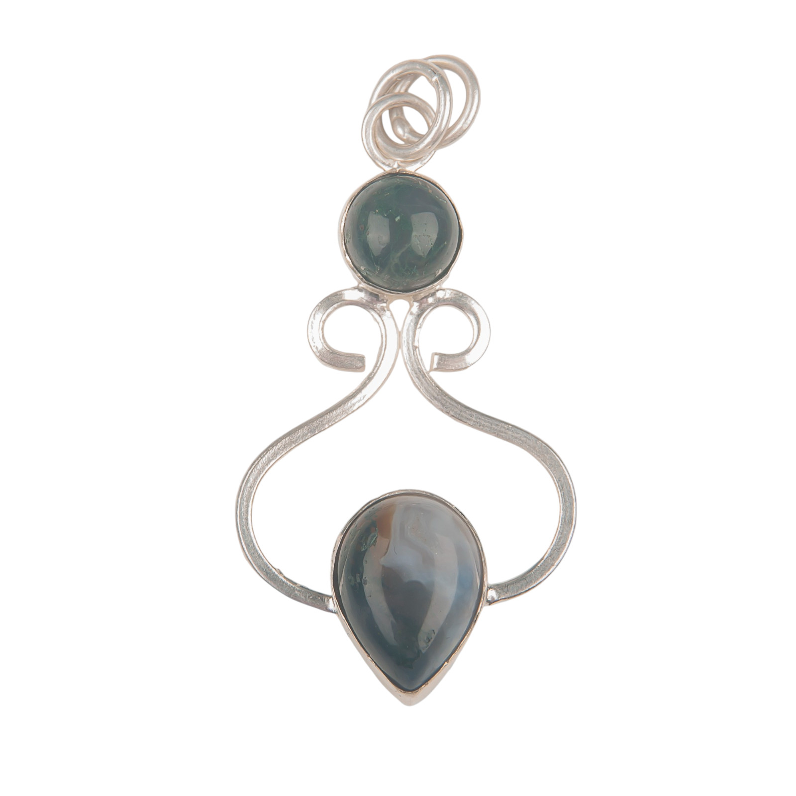 Moss Agate Gemstone 925 Sterling Silver Necklace Pendent1.60″ Gift For Women