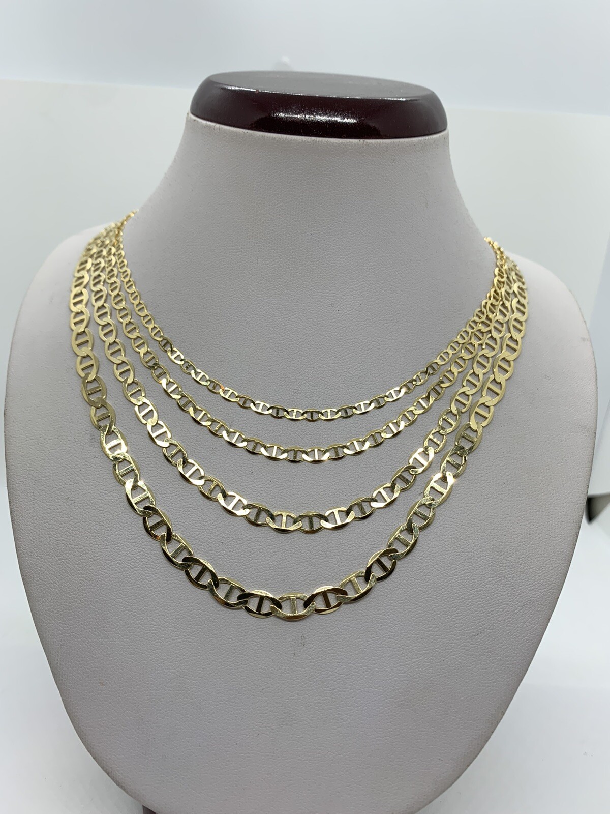 10K Solid Yellow Gold Anchor/Mariner Link Chains Necklace Men’s/Women’s 3.2-6mm