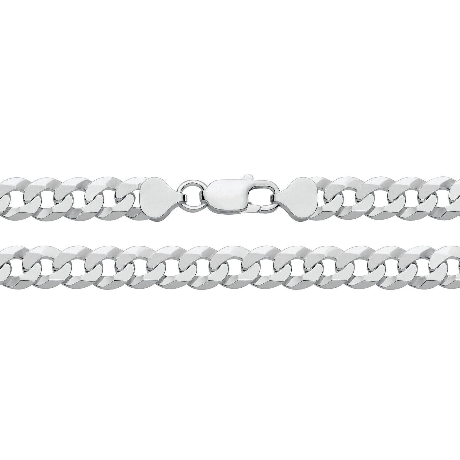 Sterling Silver 8.5mm Classic Flat Curb Chain 28″ / 70cm Neck Chain (1354)