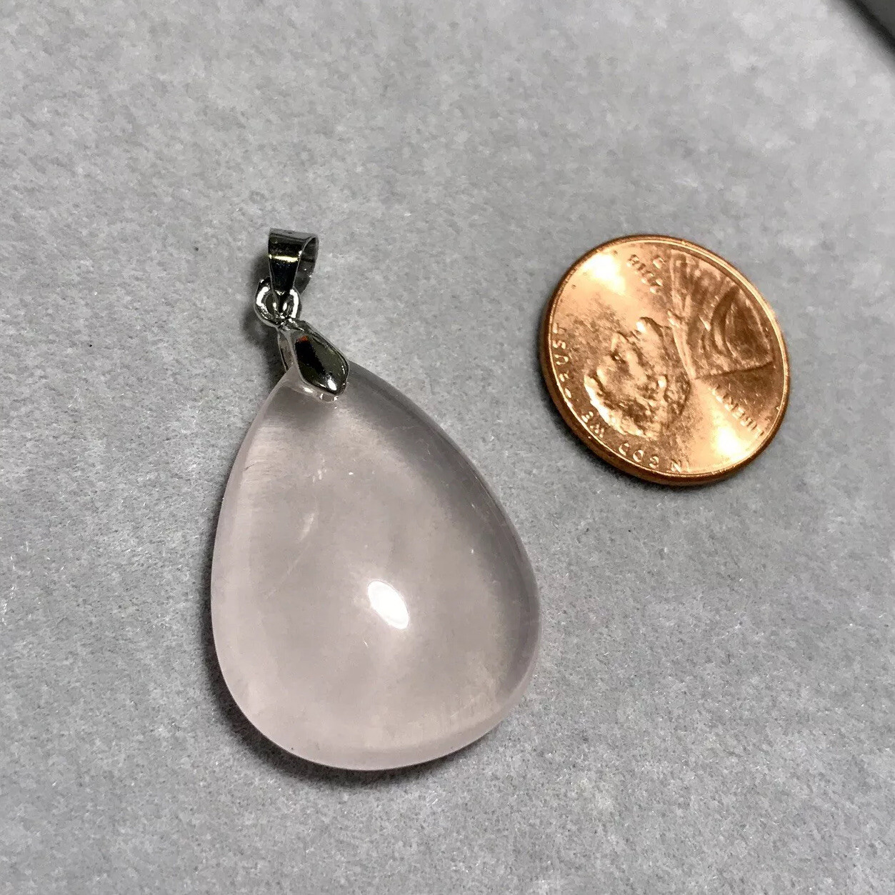 US SELLER NATURAL CRYSTAL Rose Quartz Brazil AAA TOP QUALITY PENDANT NECKLACE