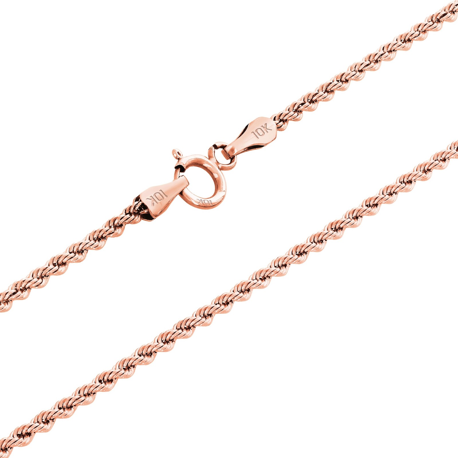 10K Rose Gold 1.5mm-6mm Diamond Cut Rope Chain Necklace Mens Womens 16″-30″