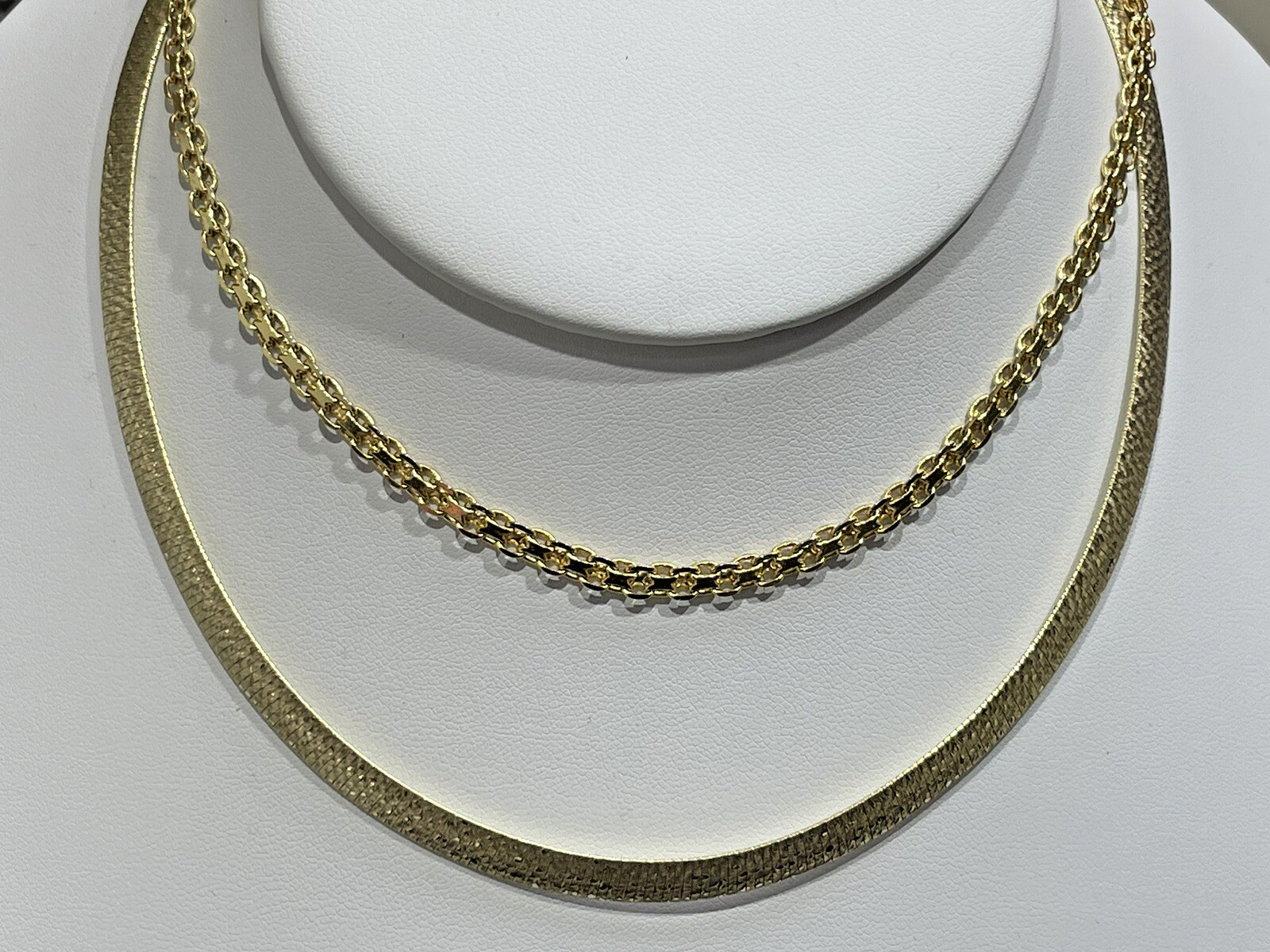 2 Vermeil Sterling Silver Necklaces: 16” Reversible Omega & 18” Veronese Bismark