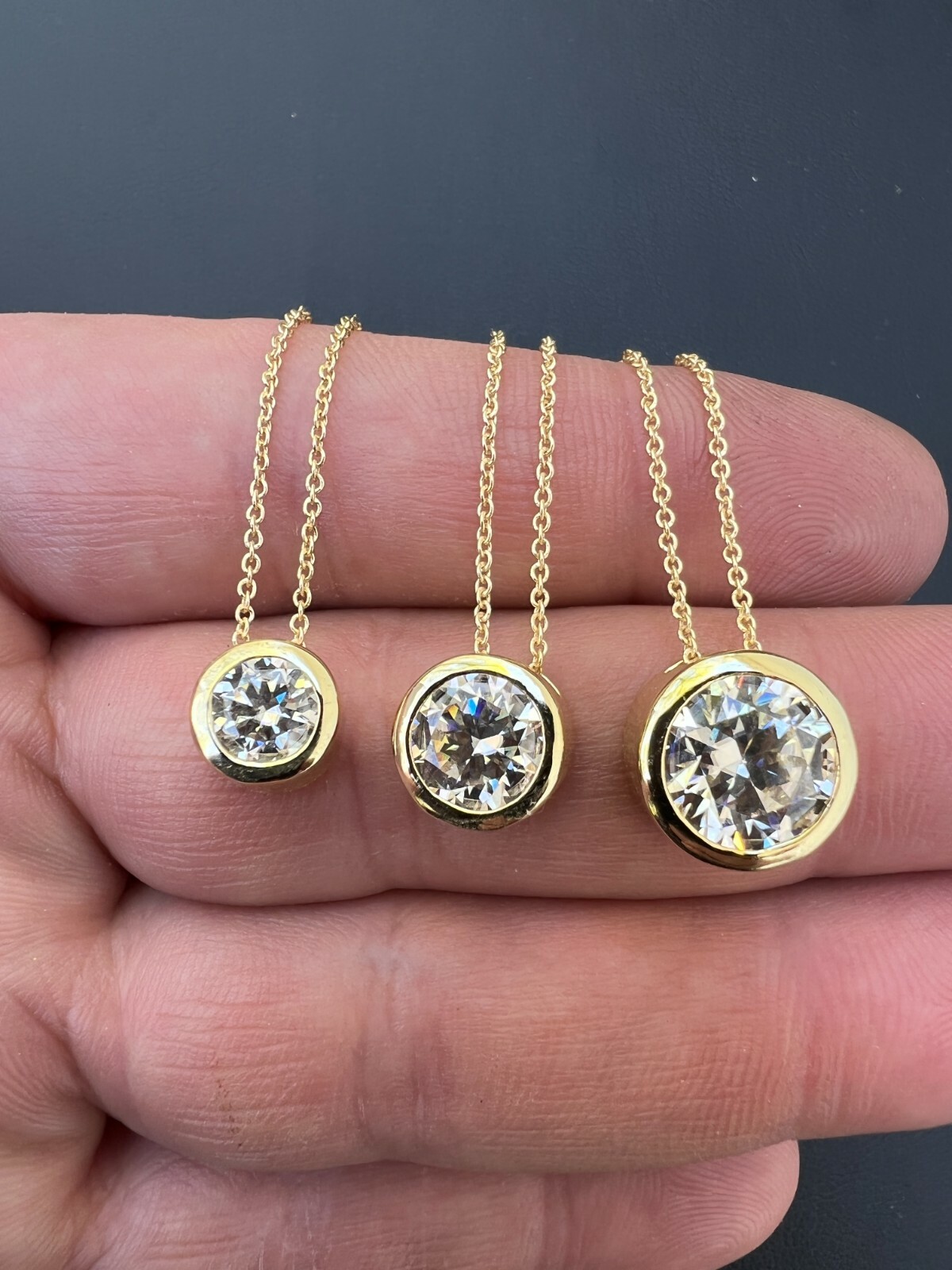 14k Gold Plated Moissanite Solitaire Pendant Necklace GRA Passes Diamond Tester