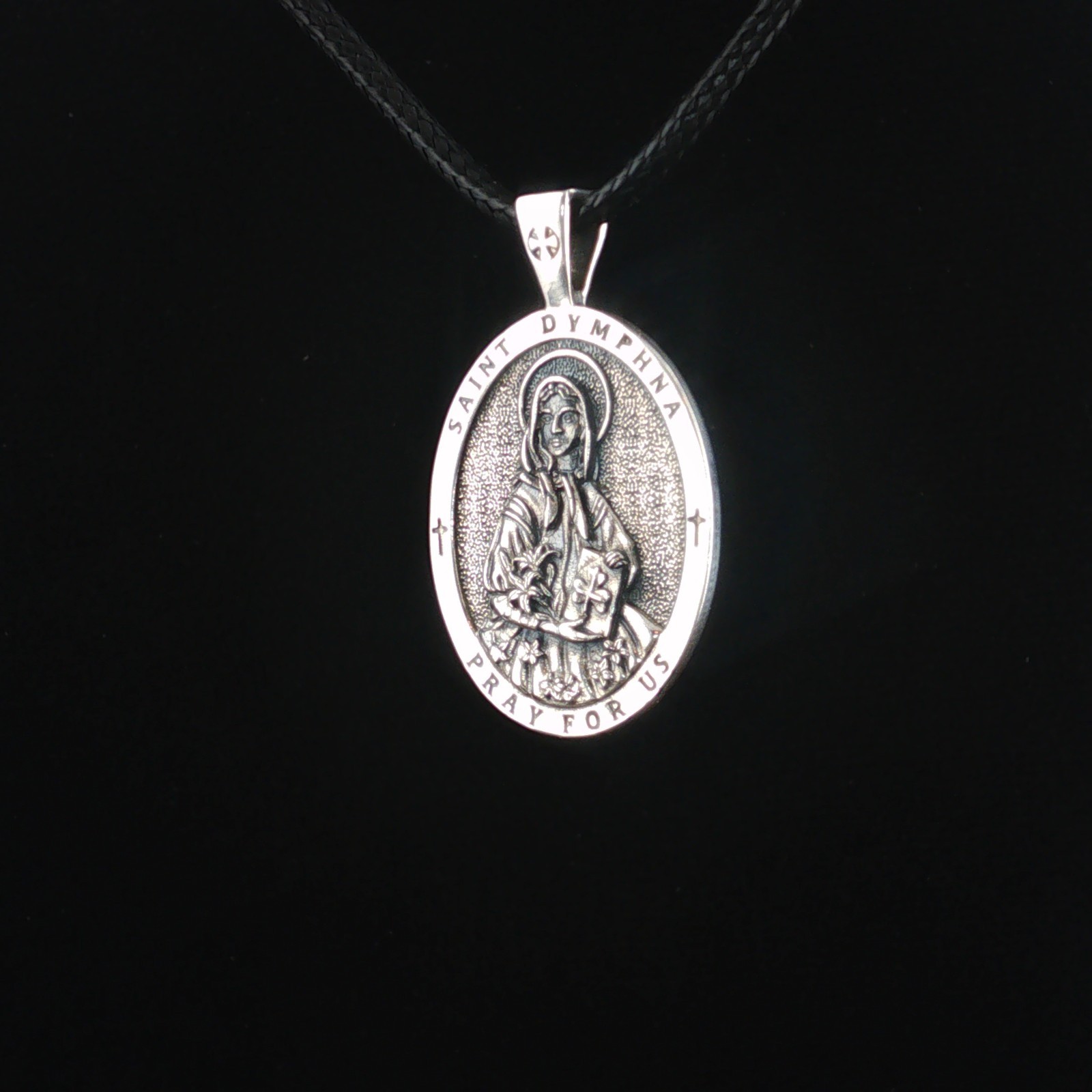 Sterling Silver Saint Dymphna Two-Sided Necklace