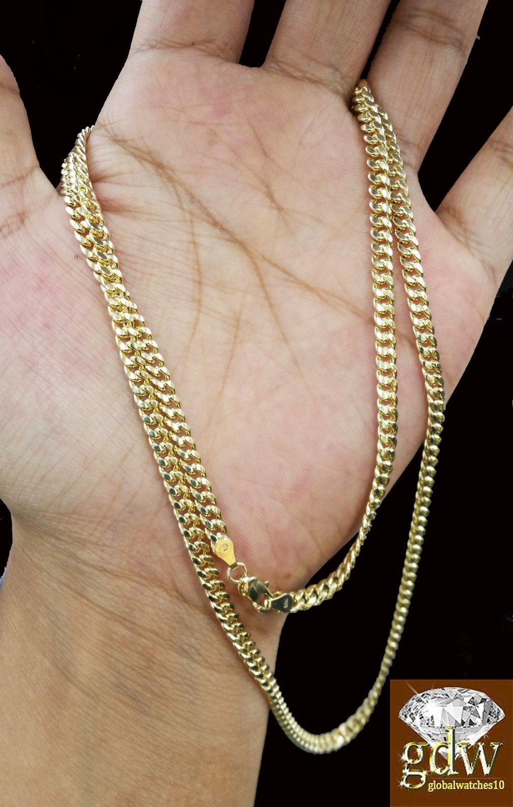 10k Gold Miami Cuban Chain Necklace 22″ Inch Men Women Link 4mm Real 10k Gold