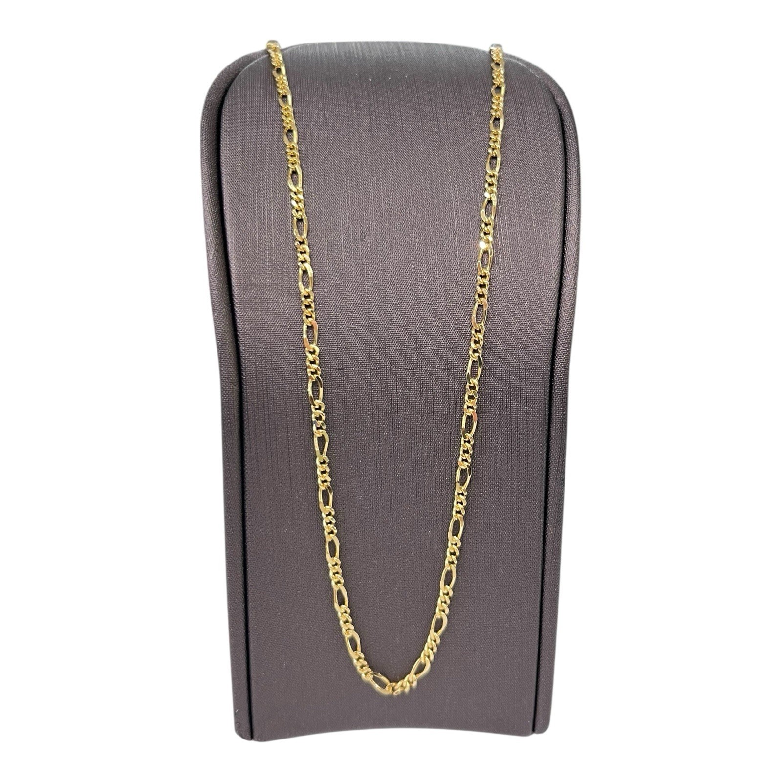 18ct 18K Yellow Gold Italian (3×1) Figaro Chain Necklace 7.04 Grams 52cm. New