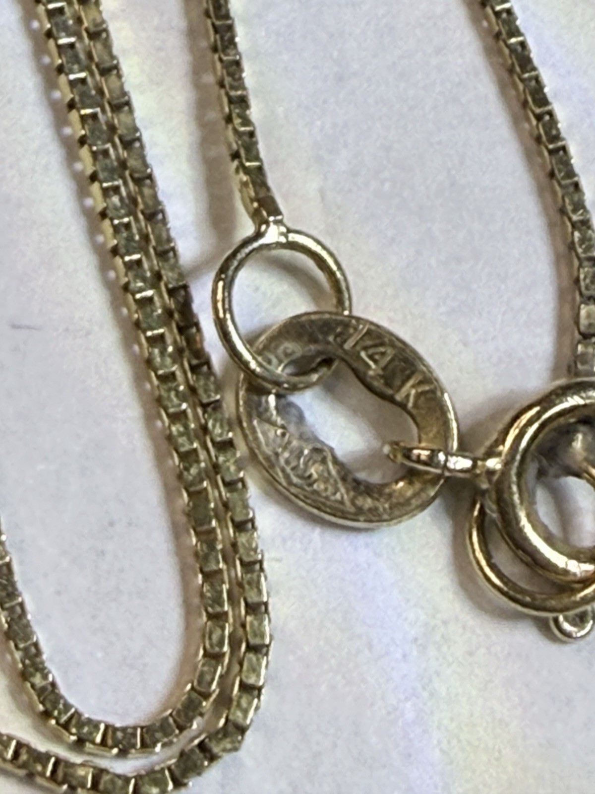 14k Gold Chain Necklace 24 Inch Solid Gold BOX Chain Estate Jewelry 1.70g