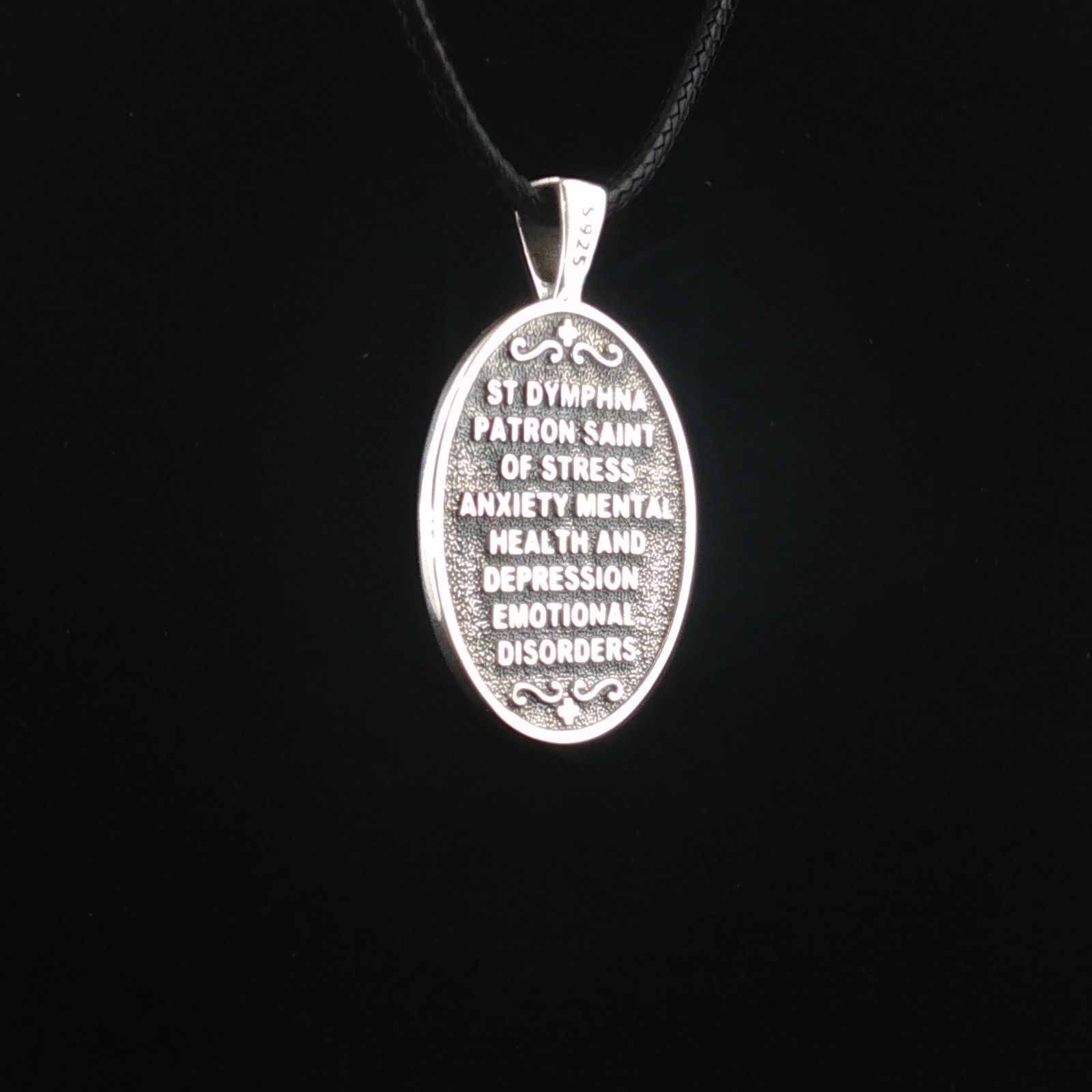 Sterling Silver Saint Dymphna Two-Sided Necklace