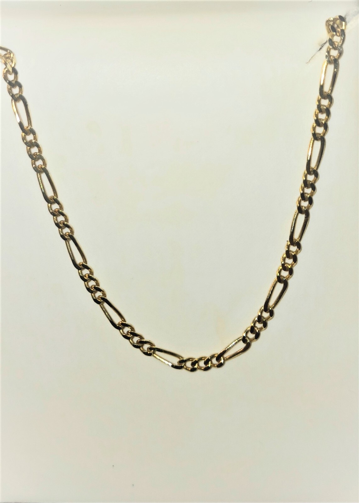 18″ 14K Yellow Gold Beveled Figaro Chain Necklace 4.9gr Solid 2.5mm U.S. Seller