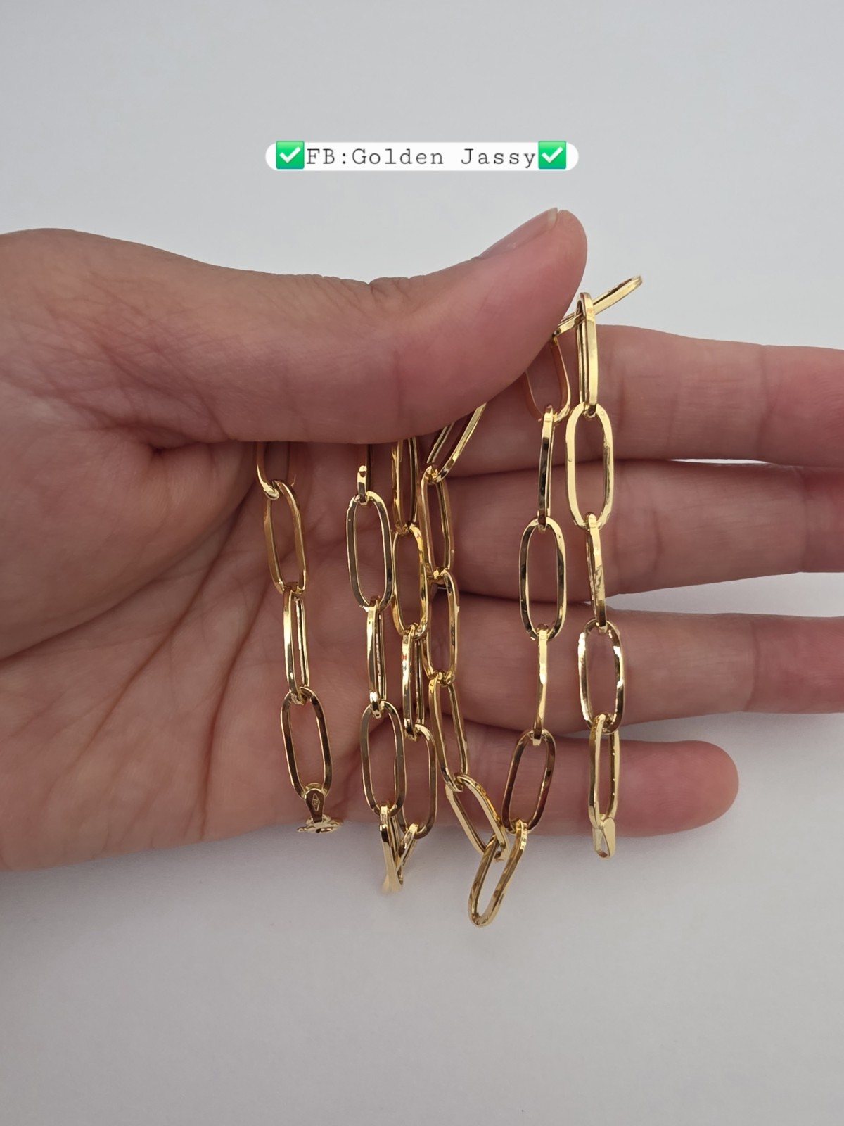 18K Real Gold PaperClip Chain 17.5″